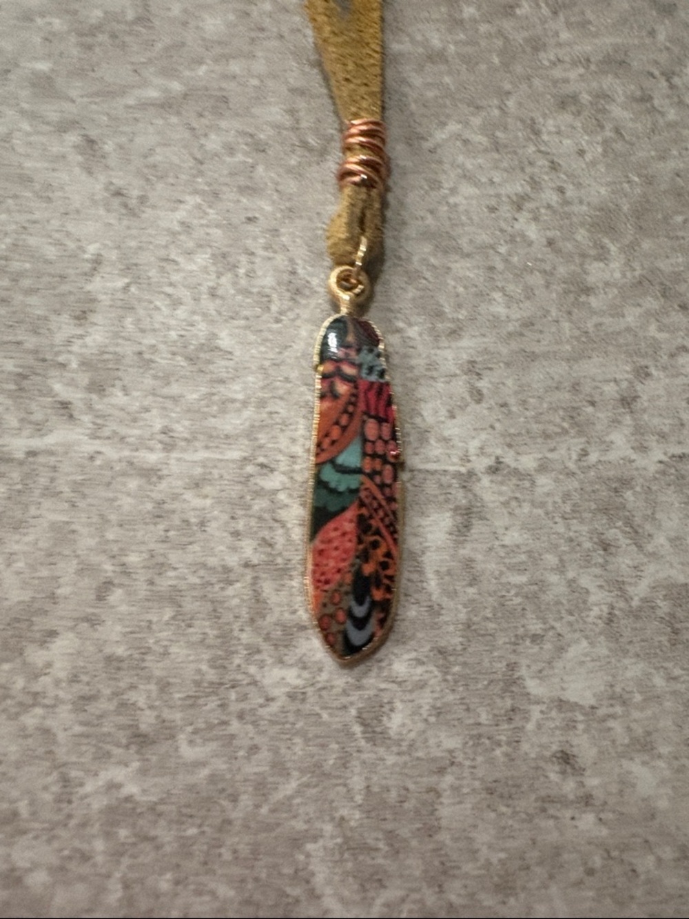 Multicolor tie on  boho Paisley Pendant Necklace - Women's Fashion Jewelry